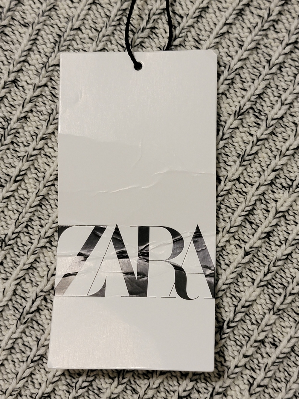 NWT Zara XL Black White Marled Chunky Ribbed Knit 100% Cotton Sweater - Picture 11 of 16